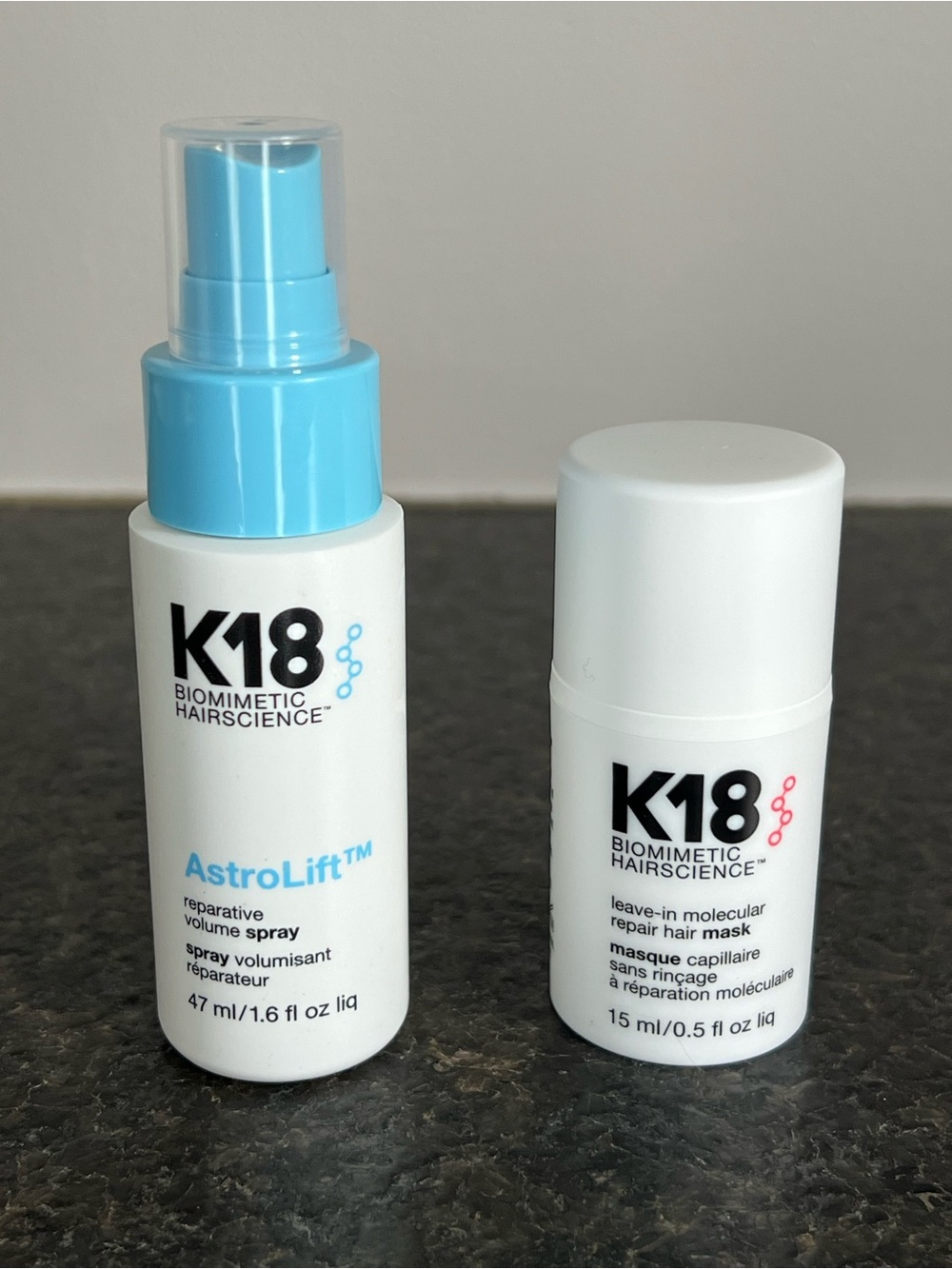 K18 AstroLift Reparative Volume Spray/Leave-In Repair Hair Mask Mini Set - NWOB